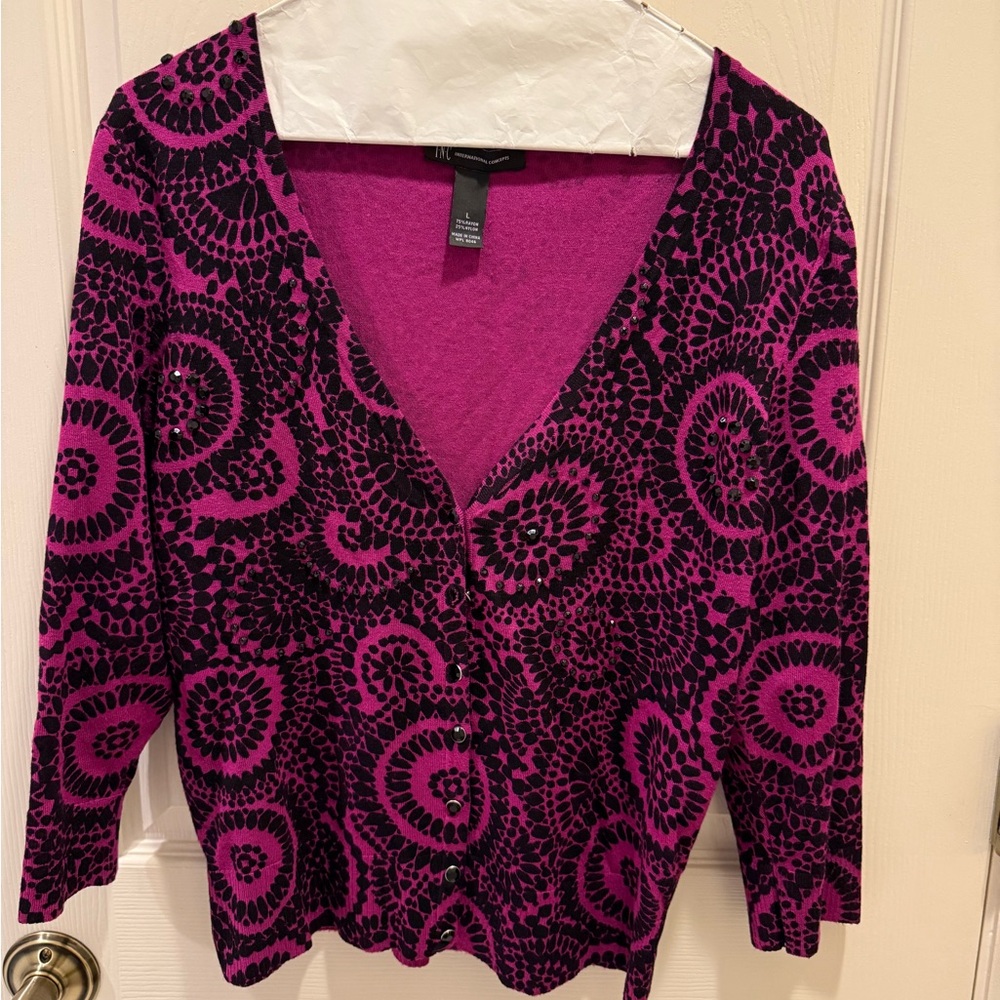 INC International Concepts Pink and Black Cardigan